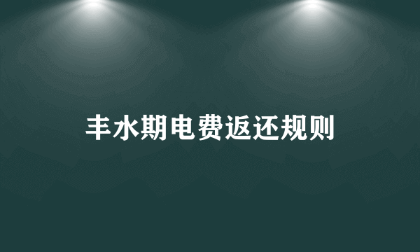丰水期电费返还规则