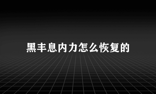 黑丰息内力怎么恢复的