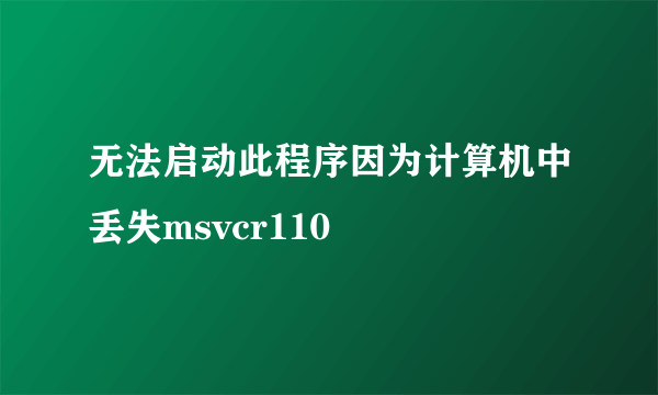 无法启动此程序因为计算机中丢失msvcr110
