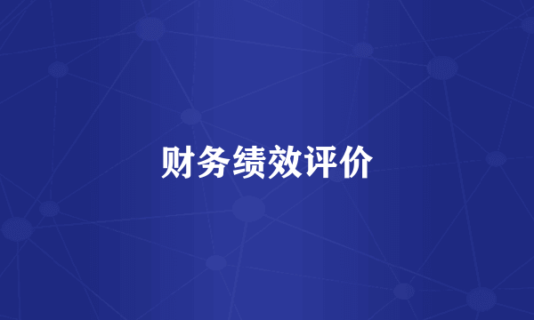 财务绩效评价