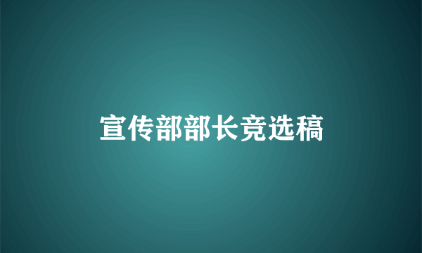 宣传部部长竞选稿