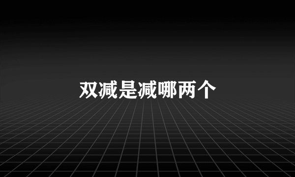双减是减哪两个