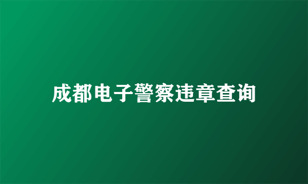 成都电子警察违章查询
