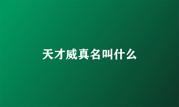 天才威真名叫什么