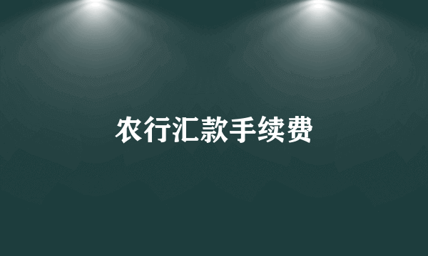 农行汇款手续费