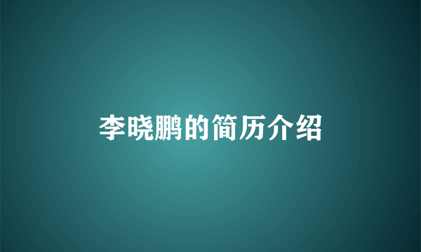 李晓鹏的简历介绍