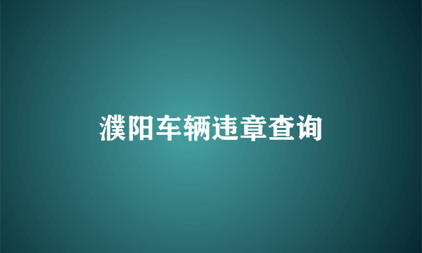 濮阳车辆违章查询