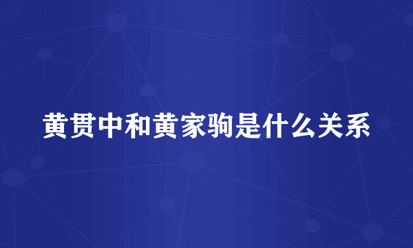 黄贯中和黄家驹是什么关系