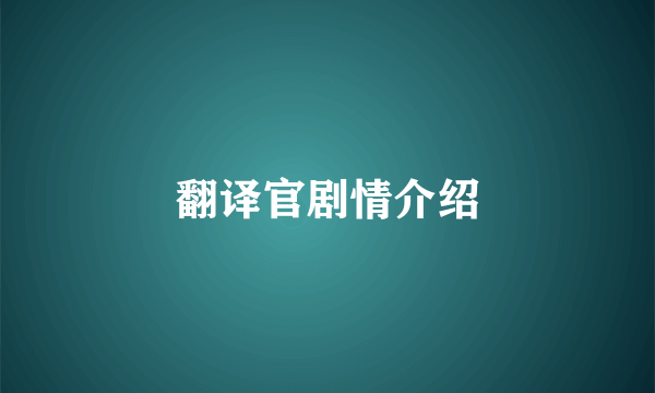 翻译官剧情介绍