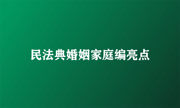 民法典婚姻家庭编亮点