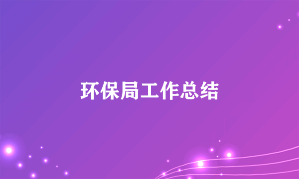 环保局工作总结