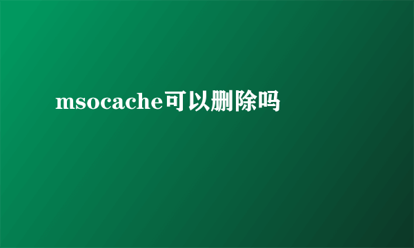 msocache可以删除吗
