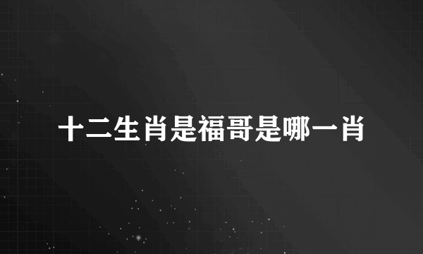 十二生肖是福哥是哪一肖