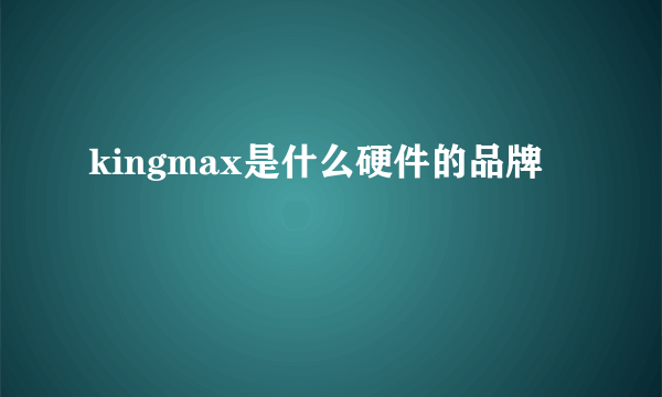 kingmax是什么硬件的品牌