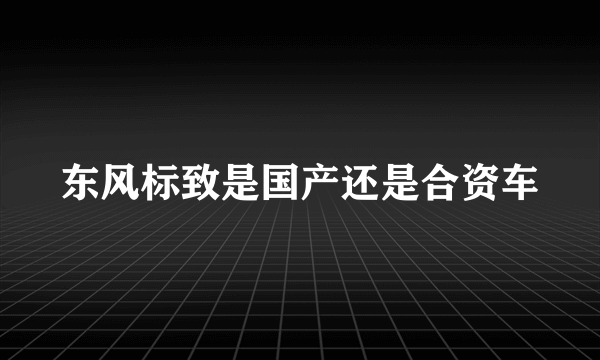 东风标致是国产还是合资车