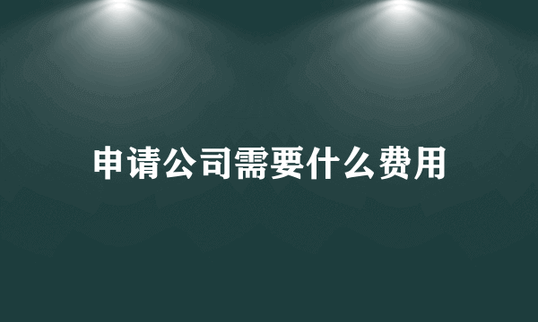 申请公司需要什么费用