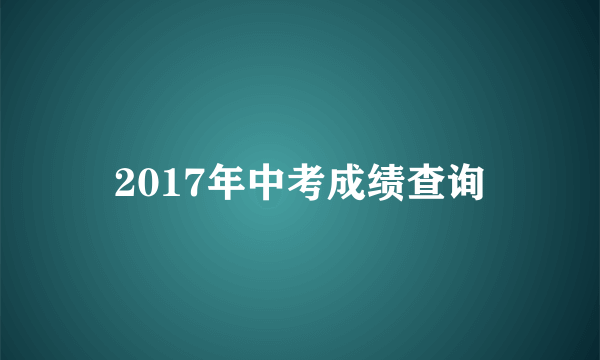 2017年中考成绩查询