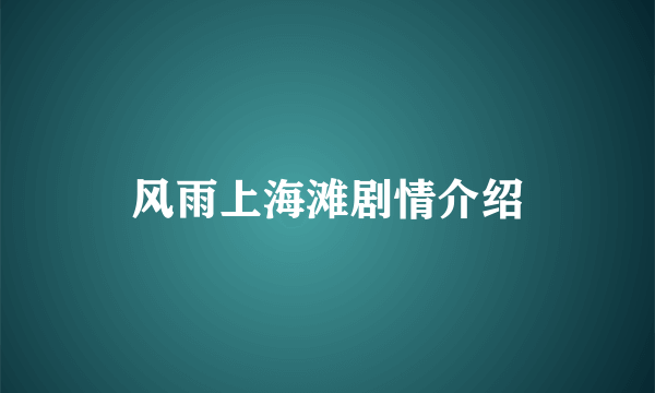 风雨上海滩剧情介绍