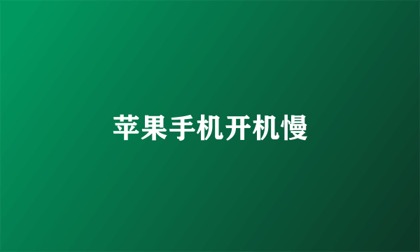苹果手机开机慢