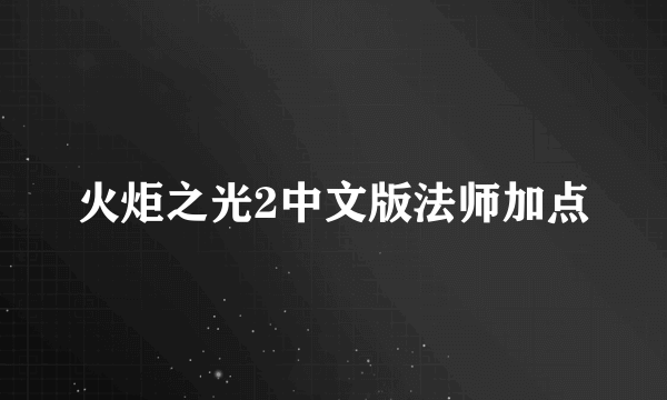 火炬之光2中文版法师加点