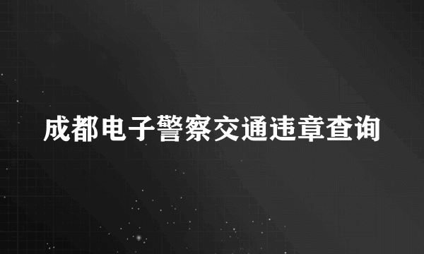 成都电子警察交通违章查询