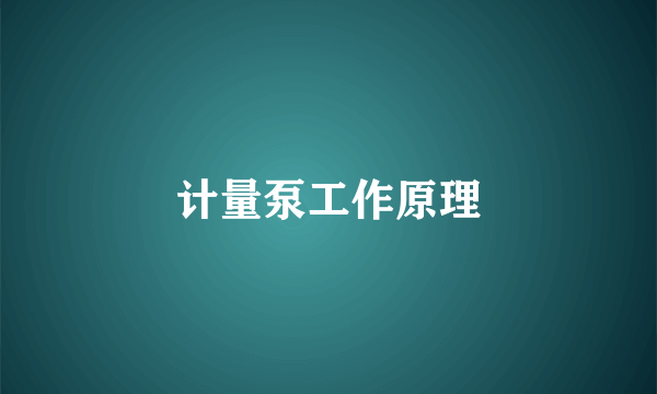 计量泵工作原理