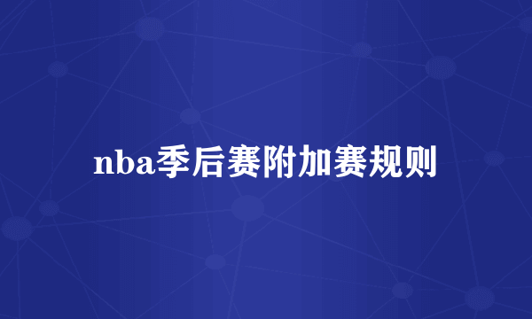 nba季后赛附加赛规则