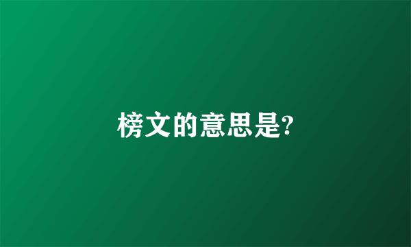 榜文的意思是?