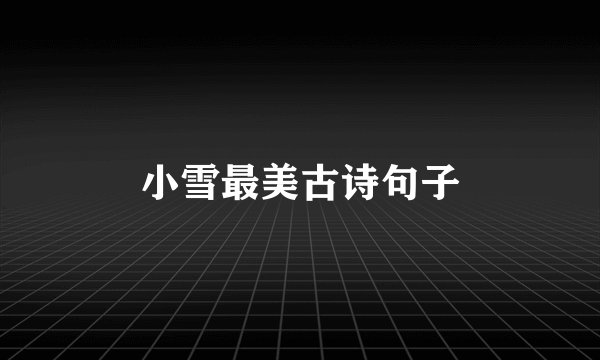 小雪最美古诗句子