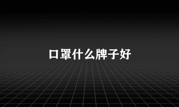 口罩什么牌子好