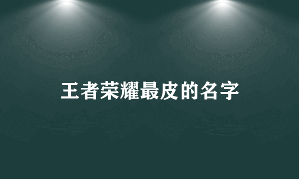 王者荣耀最皮的名字