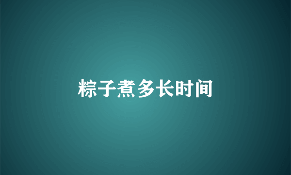 粽子煮多长时间