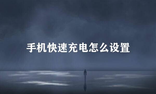 手机快速充电怎么设置