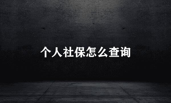 个人社保怎么查询