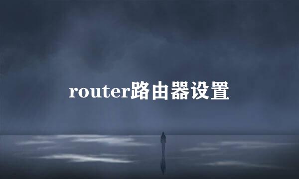 router路由器设置