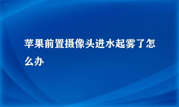 苹果前置摄像头进水起雾了怎么办