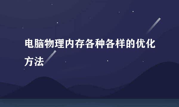 电脑物理内存各种各样的优化方法