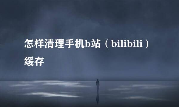 怎样清理手机b站（bilibili）缓存