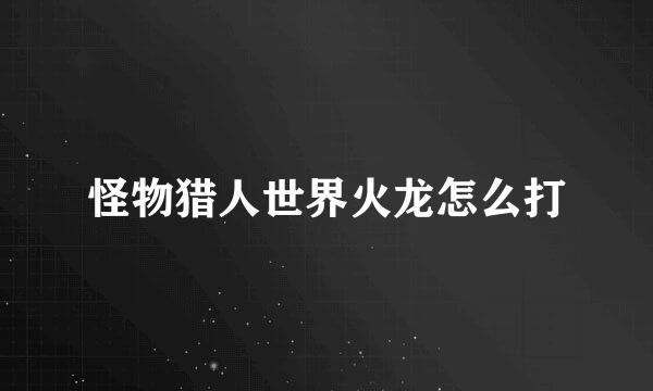 怪物猎人世界火龙怎么打