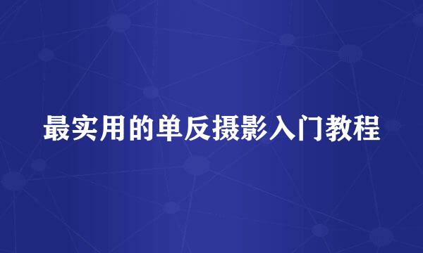 最实用的单反摄影入门教程