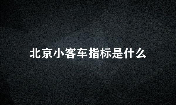 北京小客车指标是什么