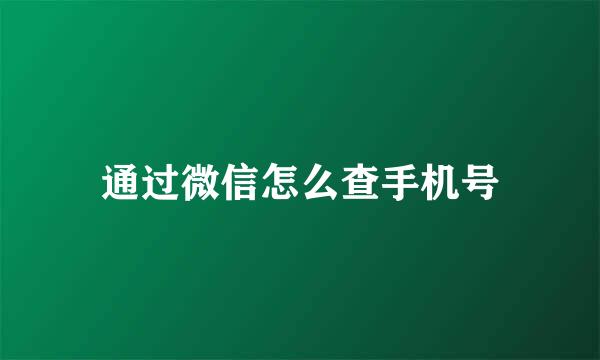 通过微信怎么查手机号