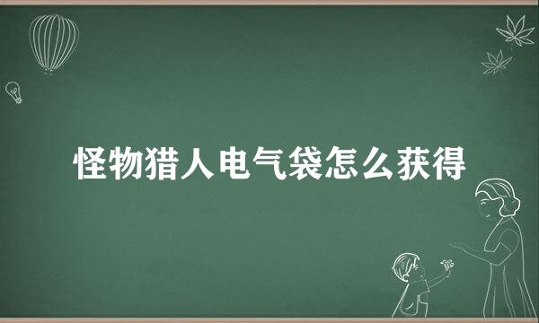 怪物猎人电气袋怎么获得