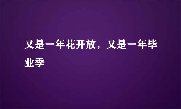 又是一年花开放，又是一年毕业季