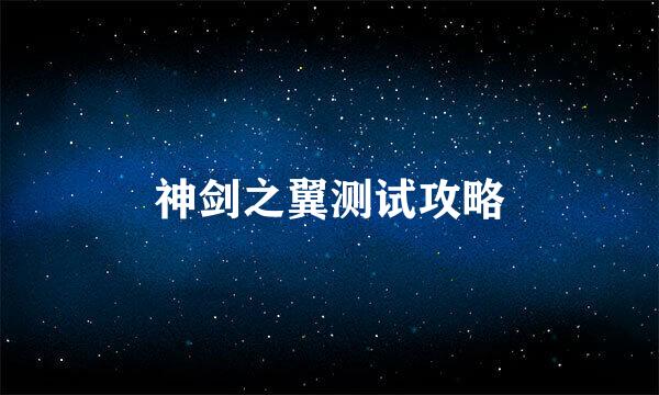 神剑之翼测试攻略