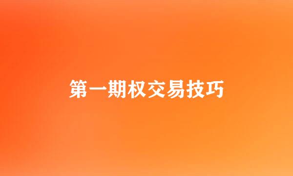 第一期权交易技巧
