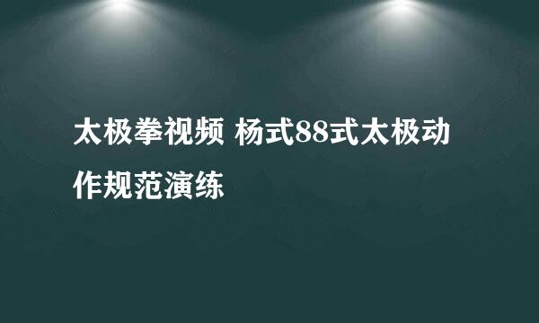 太极拳视频 杨式88式太极动作规范演练