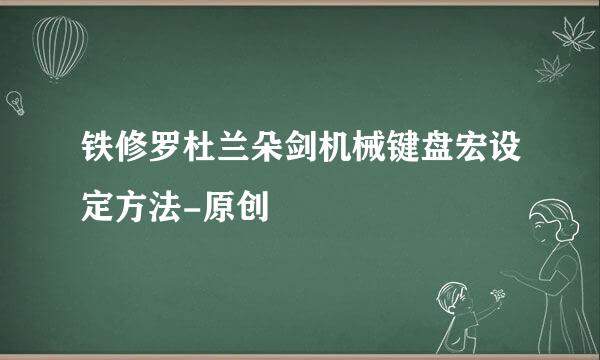 铁修罗杜兰朵剑机械键盘宏设定方法-原创