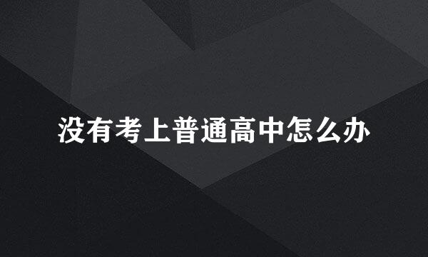没有考上普通高中怎么办