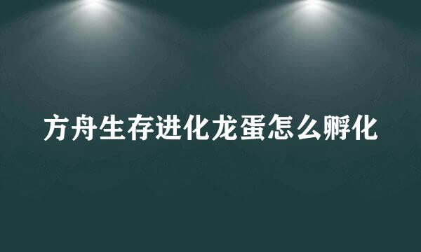 方舟生存进化龙蛋怎么孵化